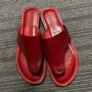 Vera Pelle Women's Red Leather Sandals